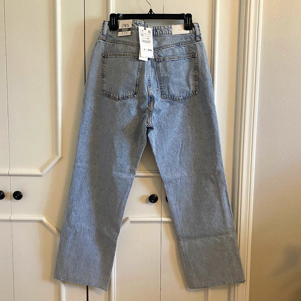 Zara High Rise Straight Leg Jeans - Light Wash